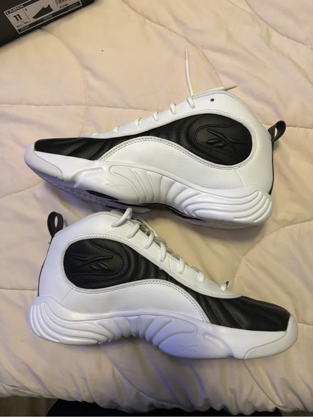 Reebok Men’s White and Black Mid-Top Basketball Sneakers